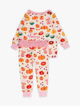 SoftSnooze™ Toddler Bamboo Viscose Fall Treats Ruffle Long Sleeve Pajama Set with Signature Rear Ruffles by RuffleButts + RuggedButts - Packaging View