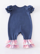 Easter Eggs Ruffle Romper by The Honey and Bro Co. - Back View - Easter Baby Clothing