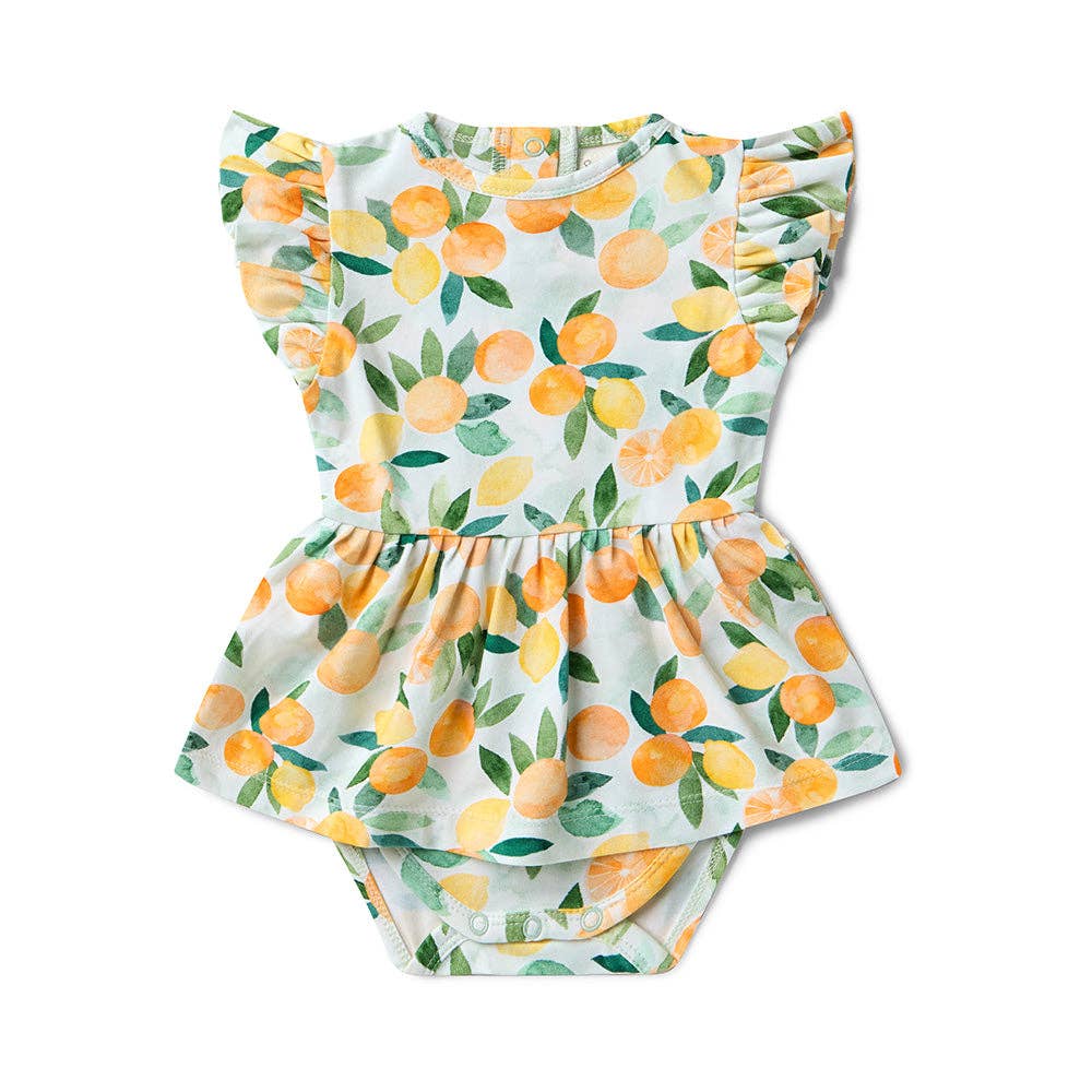 Citrus Squeeze Organic Cotton Short Sleeve Dress - Back View