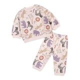 Animal Safari Organic Cotton Baby Sweatshirt & Jogger Set - Front View