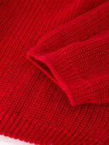 Girls' Red "Merry" Christmas Pullover Sweater - Festive Winter Holiday Knit for Kids by Rylee Faith Designs - Pattern Detail
