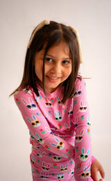 Sunny Bunnies Bamboo Two-Piece Pajama Set by Joan's - Front View - Easter Baby Clothing