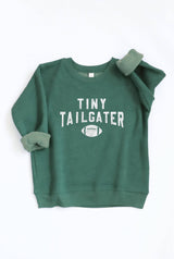 Tiny Tailgater Graphic Sweatshirt | Green Toddler Unisex by The Honey and Bro Co. - Front View