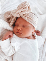 Floral Oversized Bow Headband | Oatmeal by Petite + Co - Back View