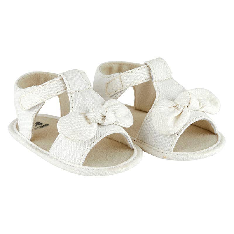 WHITE BOW SANDALS by Stephan Baby by Creative Brands - Front View - Easter Baby Clothing