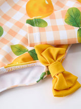 Lemon Print Long Sleeve Girls One Piece Swimsuit by Rylee Faith Designs - Detail View