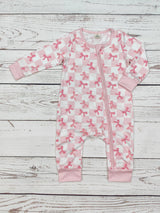 Checkered Bow Print Bamboo-Cotton Baby Zip Sleeper - Front View