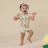 Sunny Citrus Organic Cotton Frill Bodysuit - Citrus Print Detail