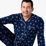 Family Matching Snowflake Bamboo Men's Pajama Set by Bellabu Bear - Close-Up