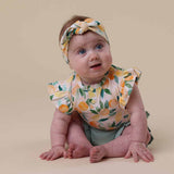 Sunny Citrus Organic Cotton Frill Bodysuit - On Baby Back