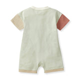 Organic Cotton Color Block Baby Boy Romper - Back View