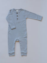 Organic Cotton Henley Romper | Baby Long Sleeve by Little Joy Co. - Side View