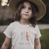 Make Waves Graphic Tee by Finn + Emma - Flat Lay - Organic Cotton Toddler Tee