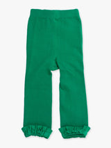 Green Footless Ruffle Tights | Girls by RuffleButts + RuggedButts - Front View