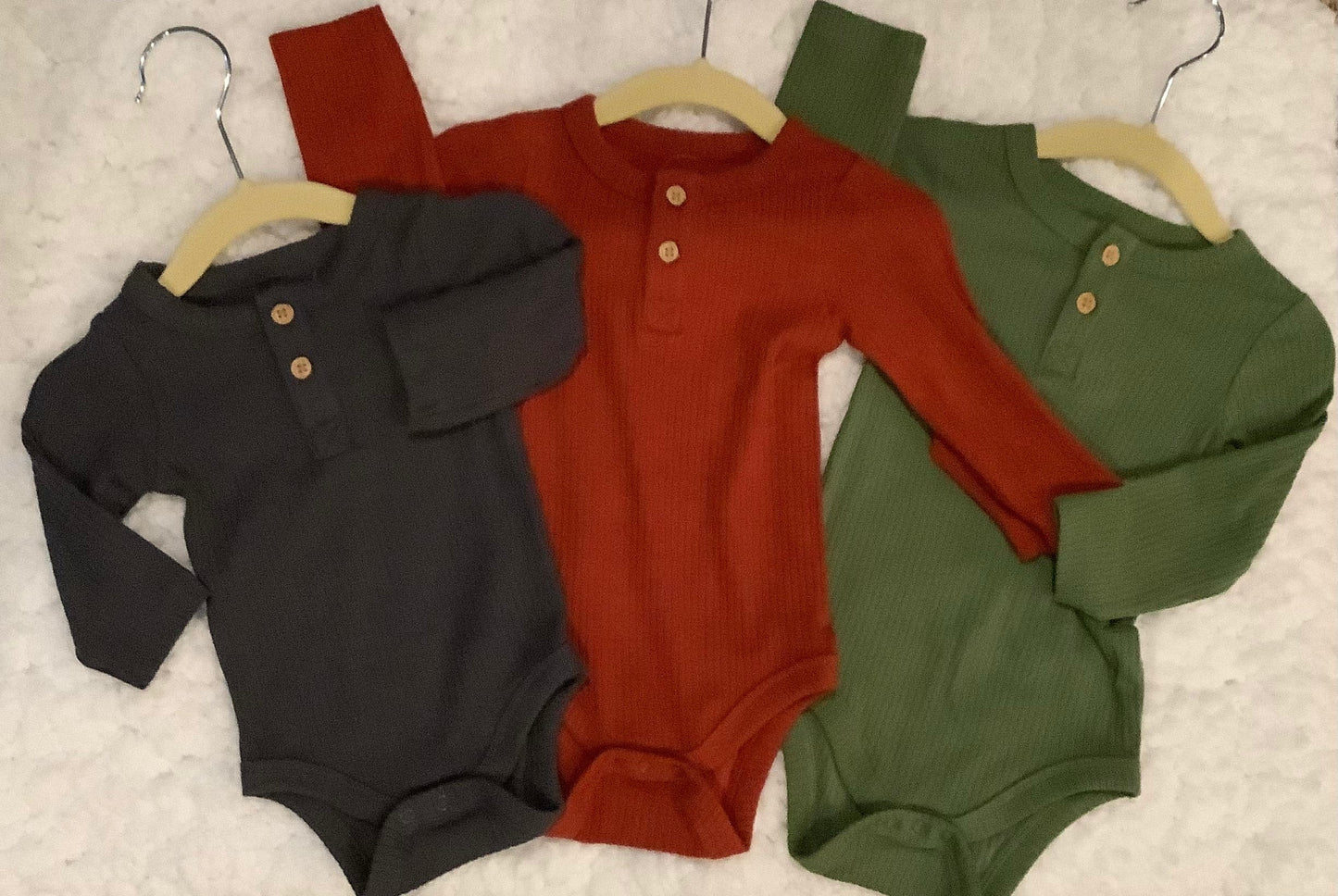 Baby Long-Sleeve Faux Button-Down Bodysuit - Front View