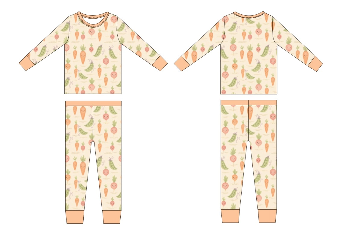 Little Sprouts Long Sleeve Pajamas flat lay with top and pants