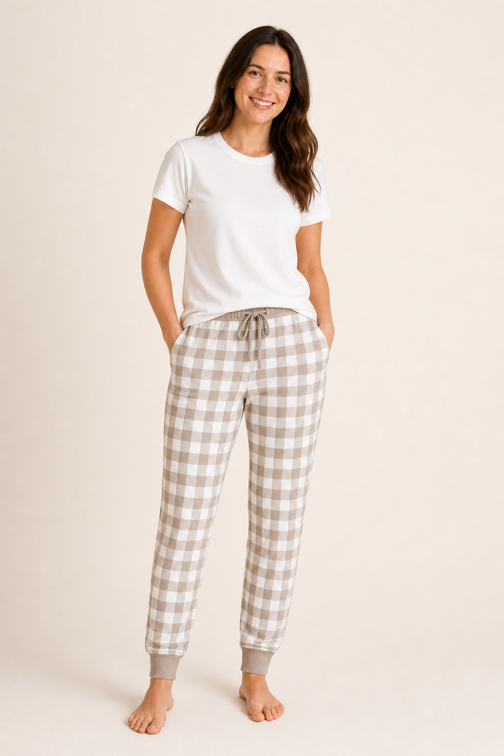 Mocha Gingham Zinza™ Adult Pajama Jogger product photo