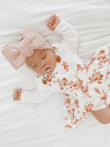Pointelle Topknot Bow Headband | Rose by Petite + Co - Front View