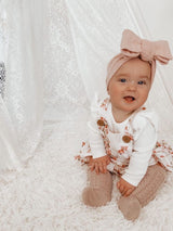 Pointelle Topknot Bow Headband | Rose by Petite + Co - Detail View