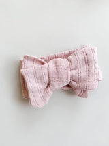 Pointelle Topknot Bow Headband | Rose by Petite + Co - Back View