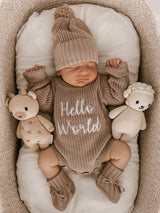 Hello World Ribbed Knit Romper