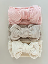 Chunky Velvet Ribbed Bow Headband styled - Petite + Co