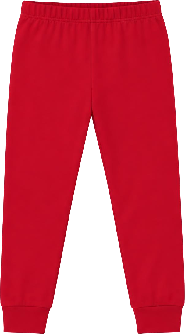 The same Holly Berry solid red toddler pajama pants remain in place with every top